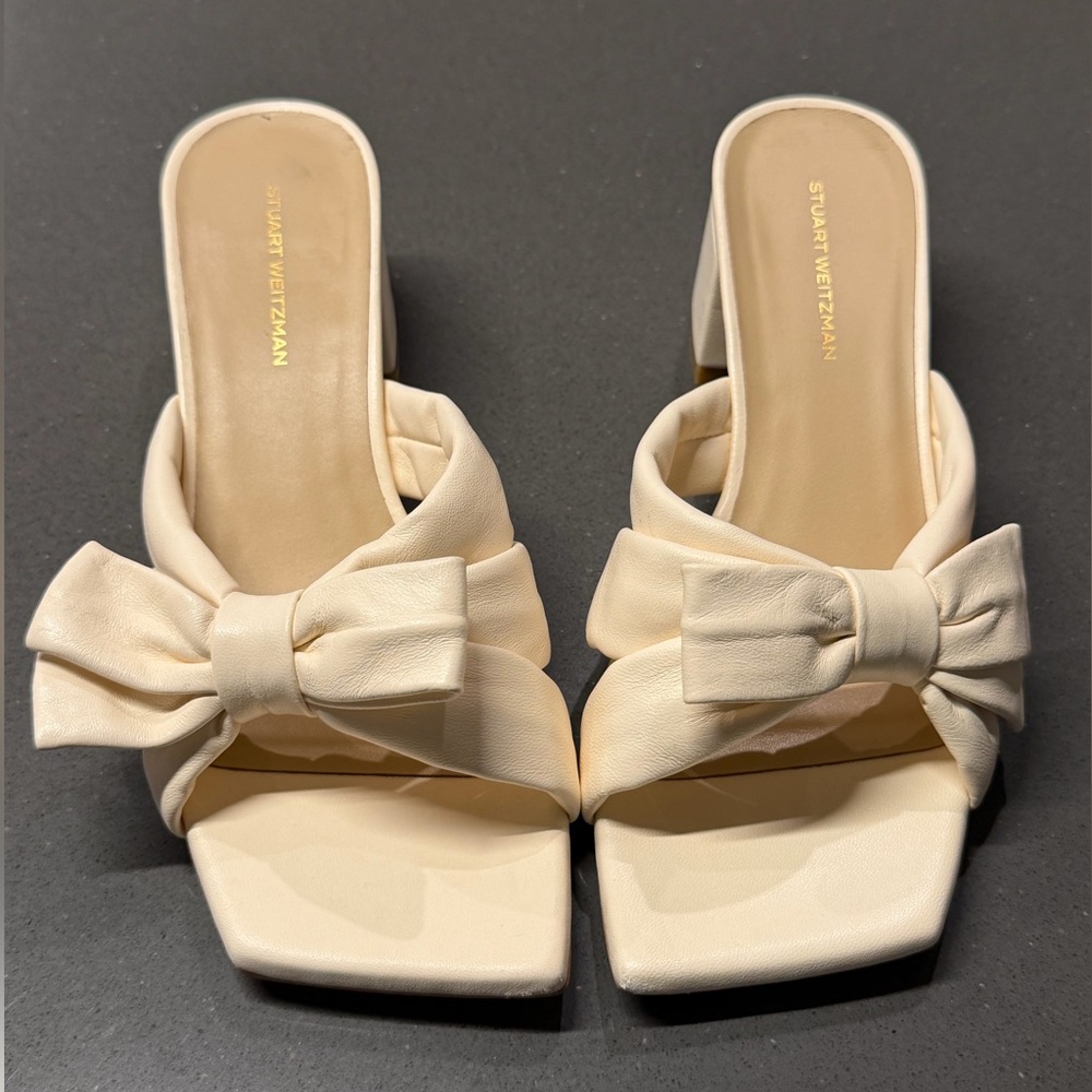 STUART WEITZMAN Sofia 45MM Bow Leather Sandals Size 6.5 - Picture 2 of 13